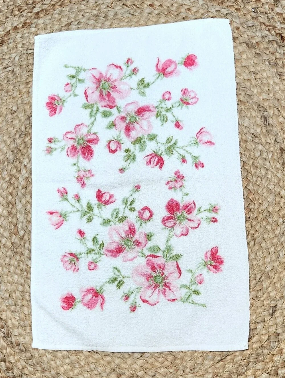 Vintage Cannon Pink Rose 3 Piece Towel Set Cotton USA Mid Century Cottagecore
